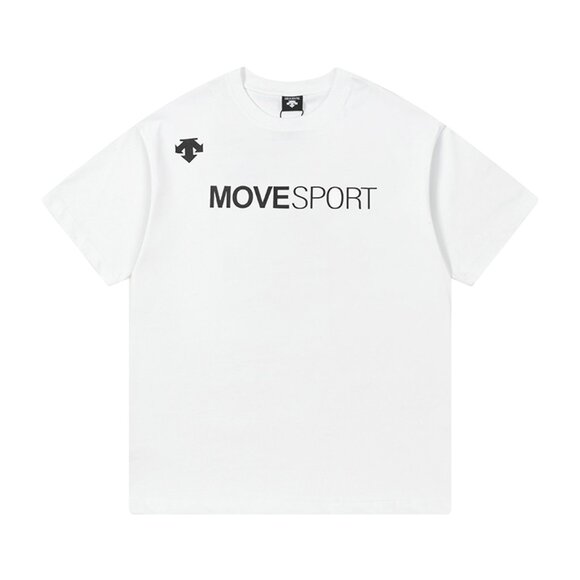 White Short-Sleeved T-Shirt With Letter Print On The Chest Descente